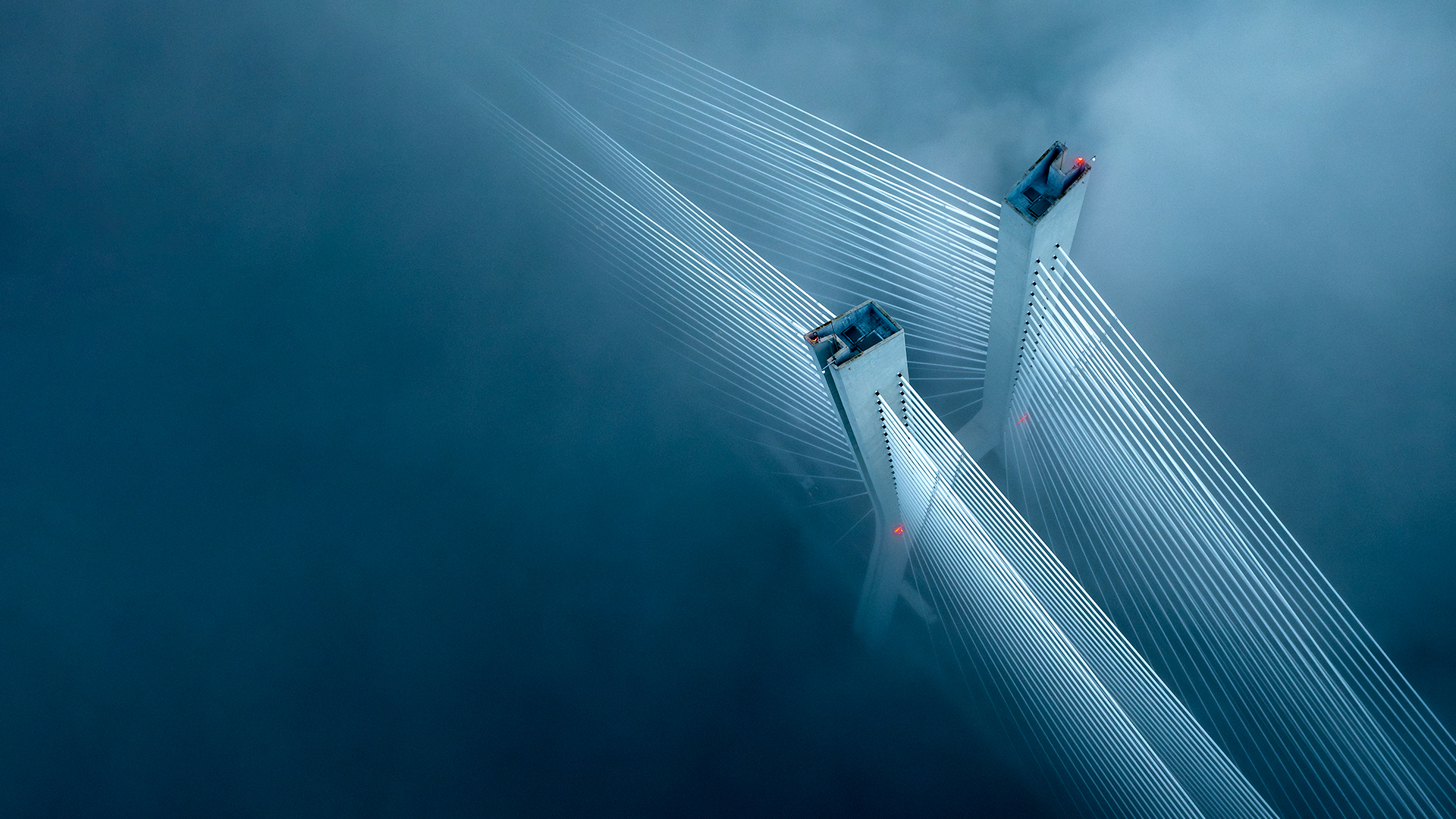 Aerial shot of a modern bridge